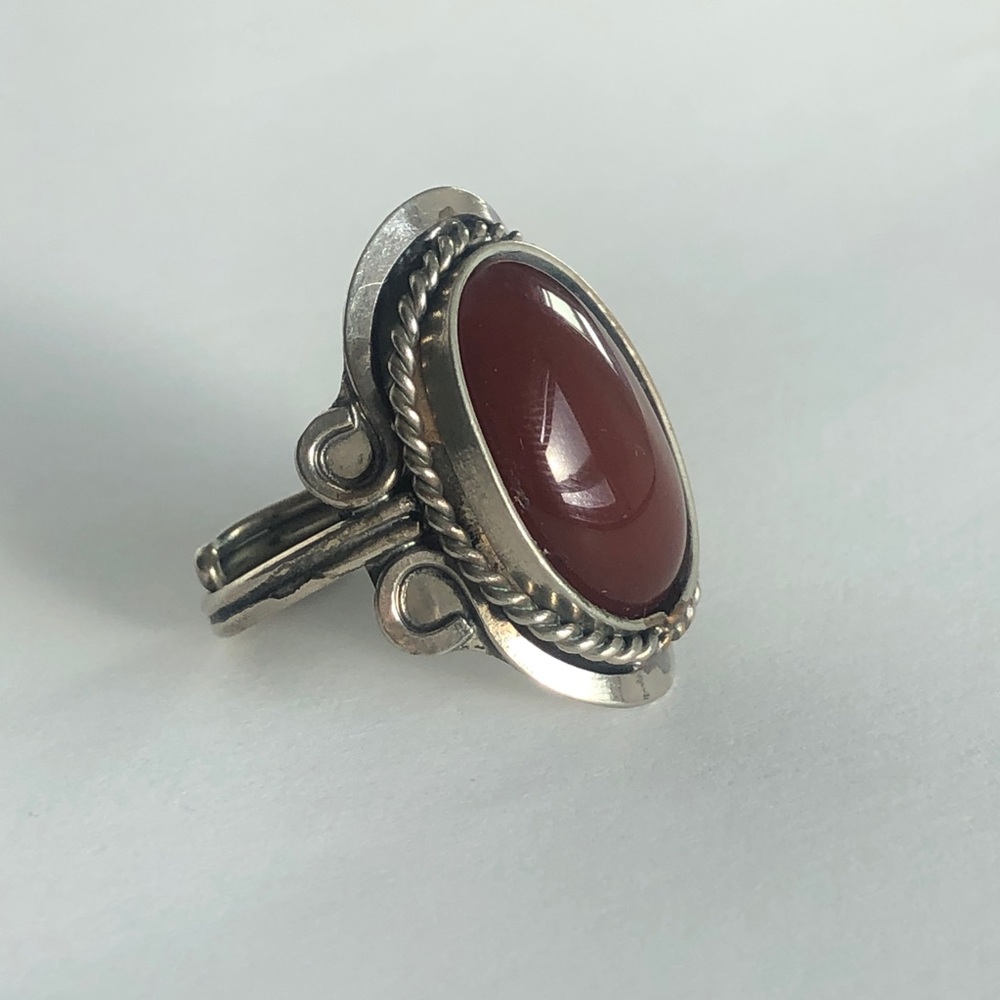 Carnelian Deep Brown Adjustable Ring - image 2